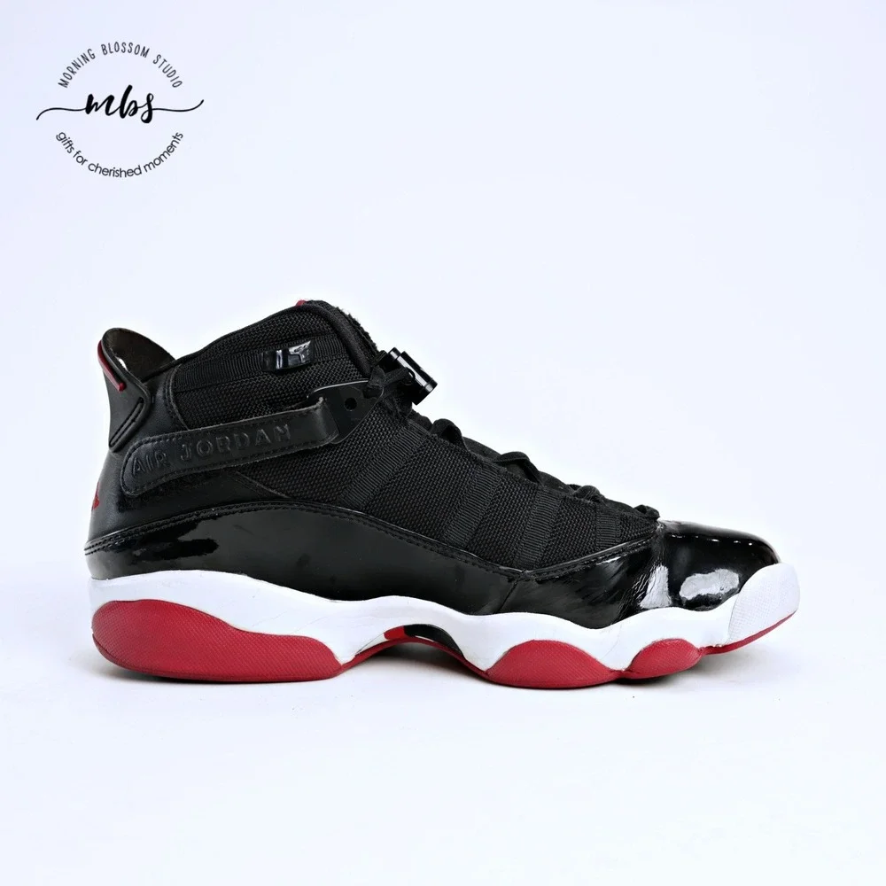 Nike Air Jordan 6 Rings Bred Hybrid Basketball Sneakers Black Red White Men 9